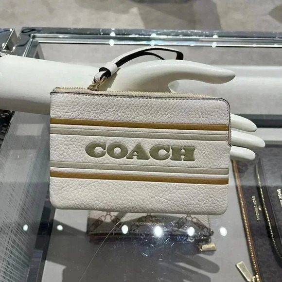 Corner Zip Wristlet With Coach Stripe - Picture 1 of 9